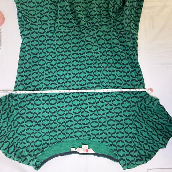 Boden Green Navy Print Short Sleeve Cotton Dress Size 4R - Picture 9 of 11